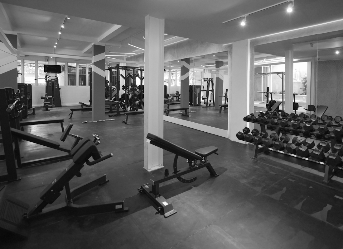 The IRONHAUS main training floor seen from the mezzanine
